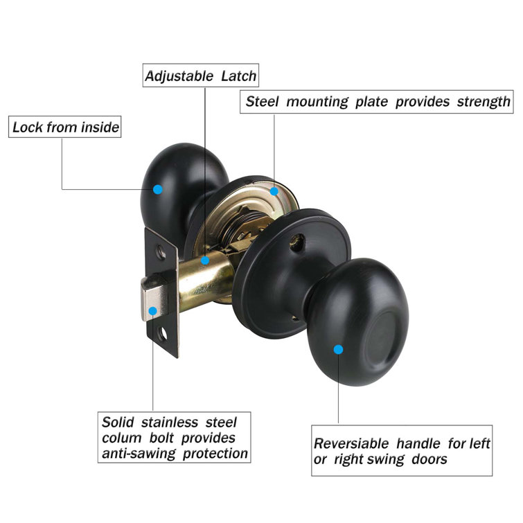 Hall Closet Knob Handle Lock Antique Oil Rubbed Aged Bronze Finish Classic Passage Door Knobs Oil Rubbed Aged Bronze Interior Door For Hallway And